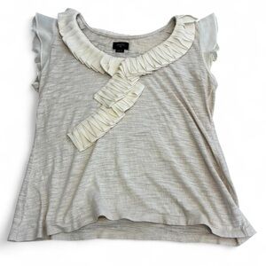 Deletta by Anthropologie Cream Top With Ruffles Size Large